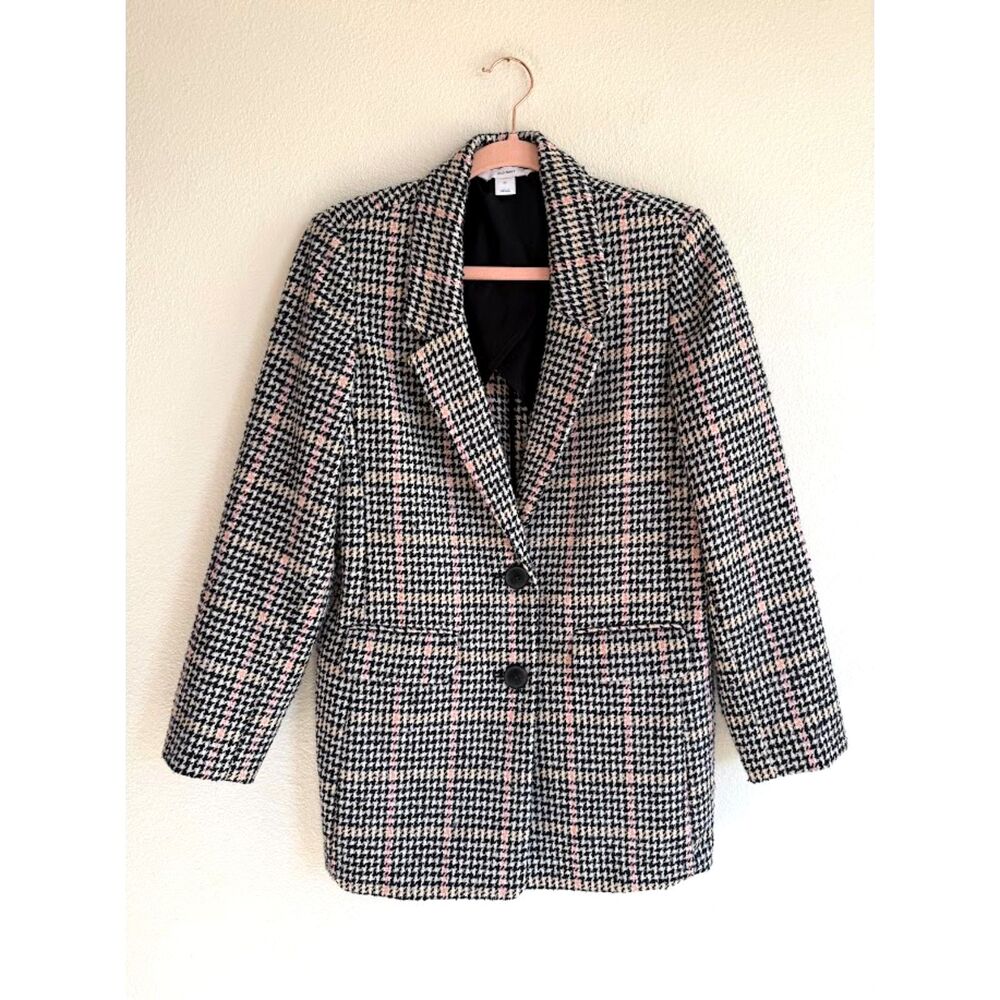 Old Navy Oversized Houndstooth Multicolor Tweed Notch Collar Blazer Jacket XS